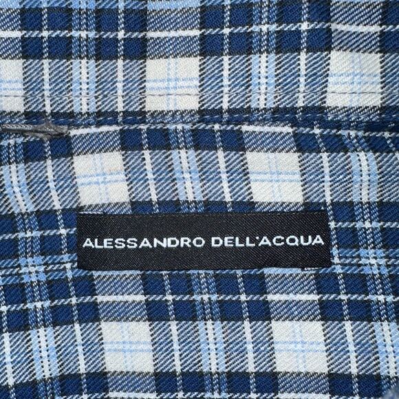 Alessandro Dell'Acqua Napoli Gray Blue Checked Cotton LS Button-up Shirt Sm-Med - Picture 2 of 9